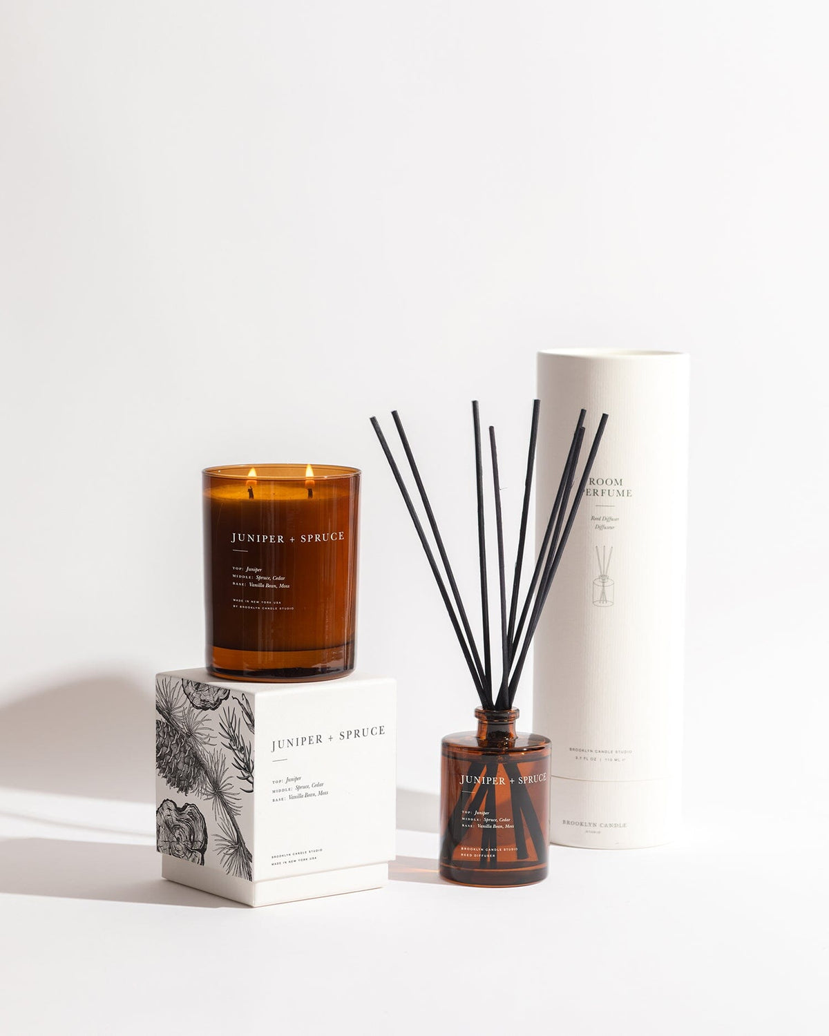 Juniper + Spruce Candle + Diffuser Duo 2026 Cabin Collection Brooklyn Candle Studio 